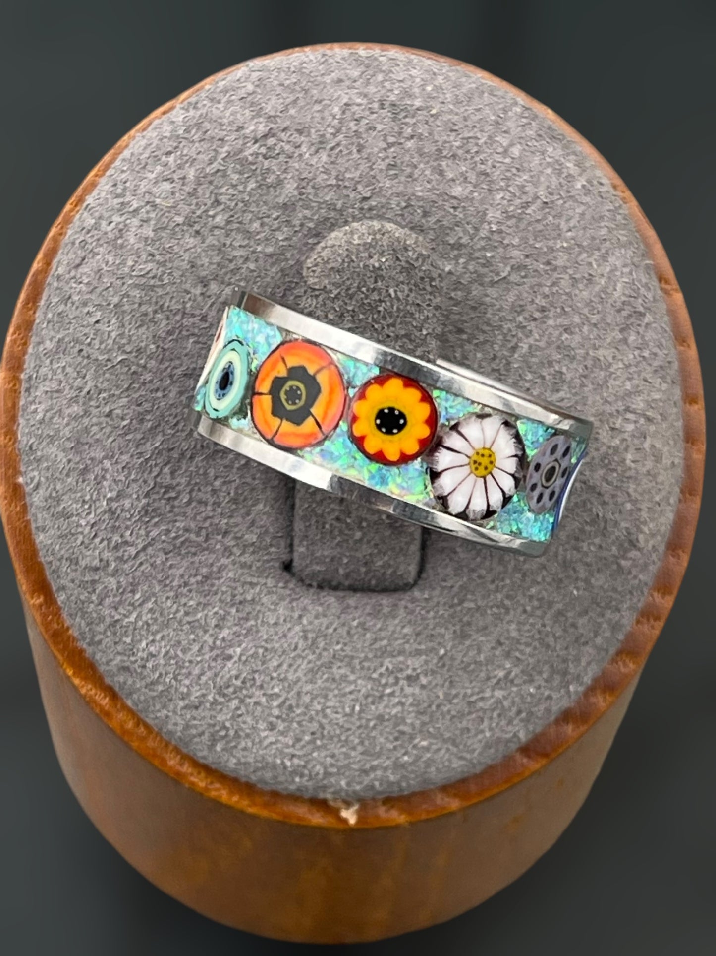 Day of the Dead Fiesta Mosaic Murrine Inlay Ring 7