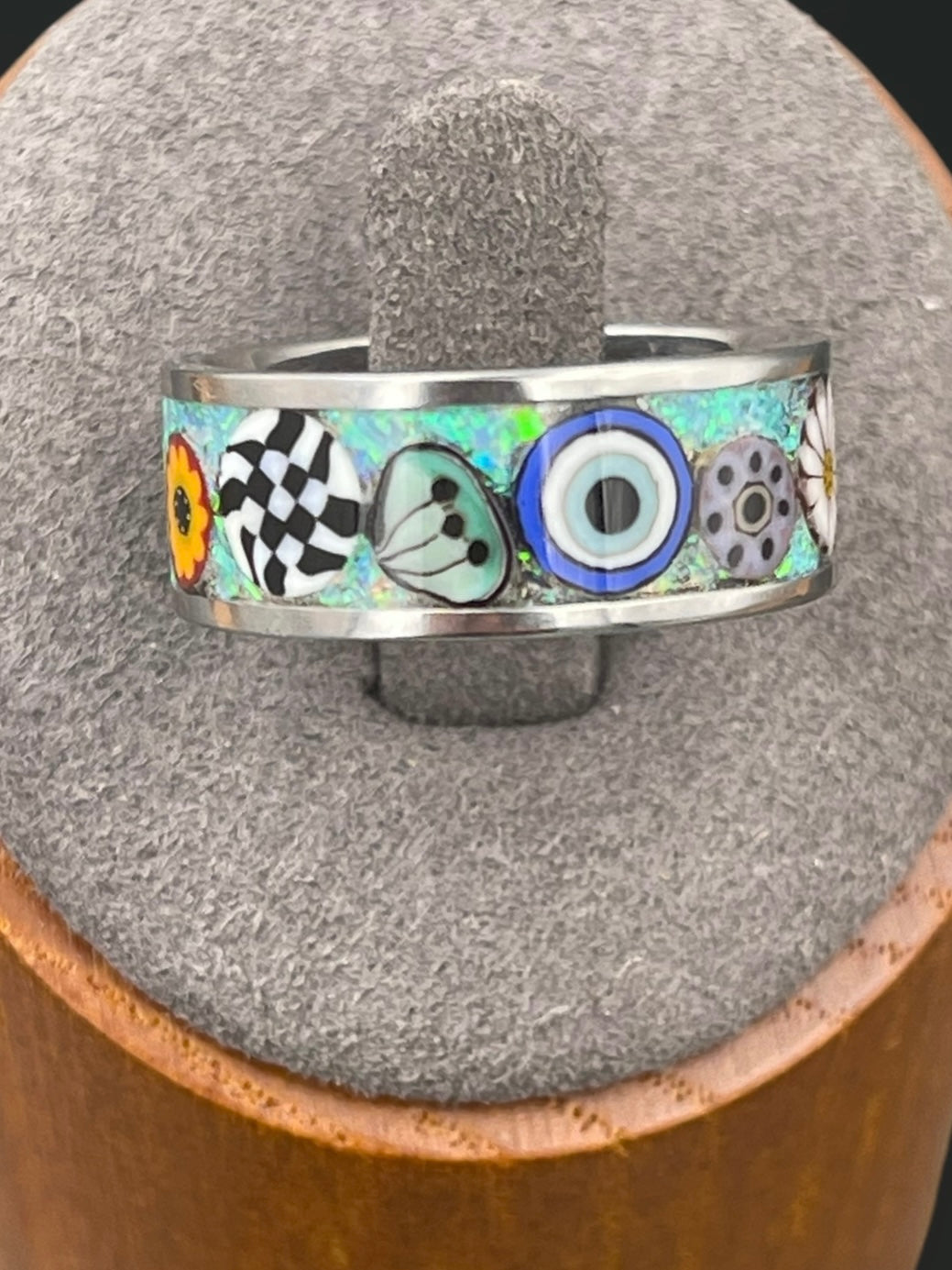 Fiesta Mosaic Murrine Inlay Ring size 7