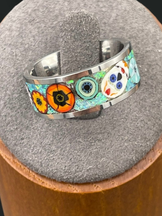 Fiesta Mosaic Murrine Inlay Ring size 7
