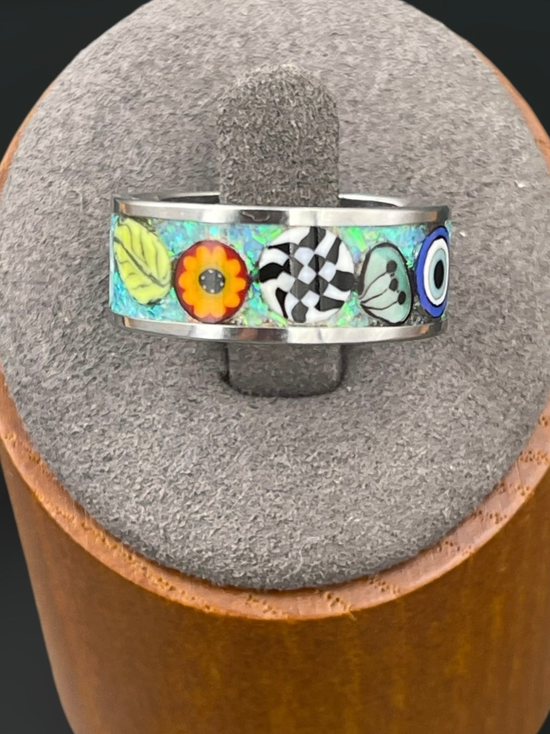 Fiesta Mosaic Murrine Inlay Ring size 7