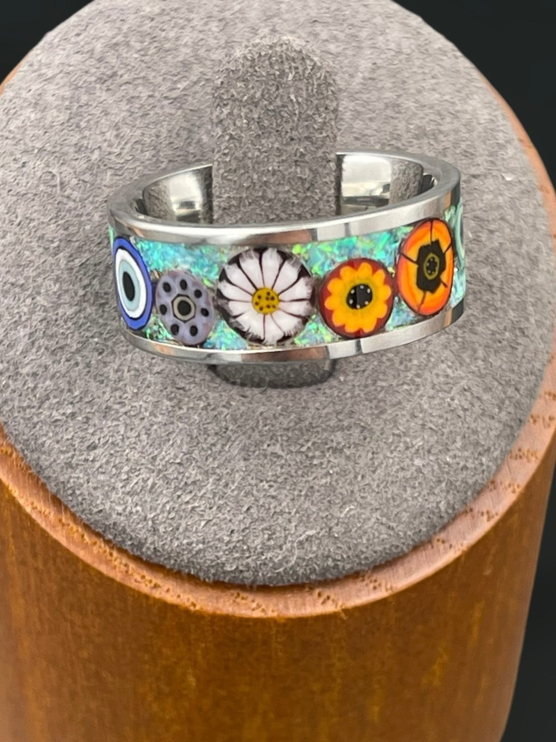 Fiesta Mosaic Murrine Inlay Ring size 7