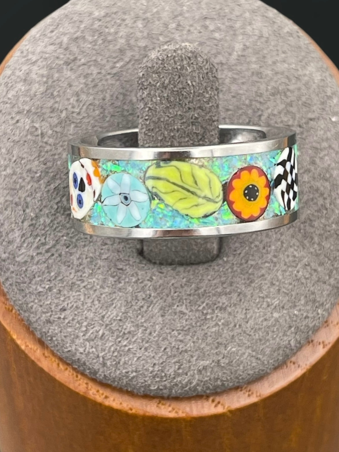 Fiesta Mosaic Murrine Inlay Ring size 7