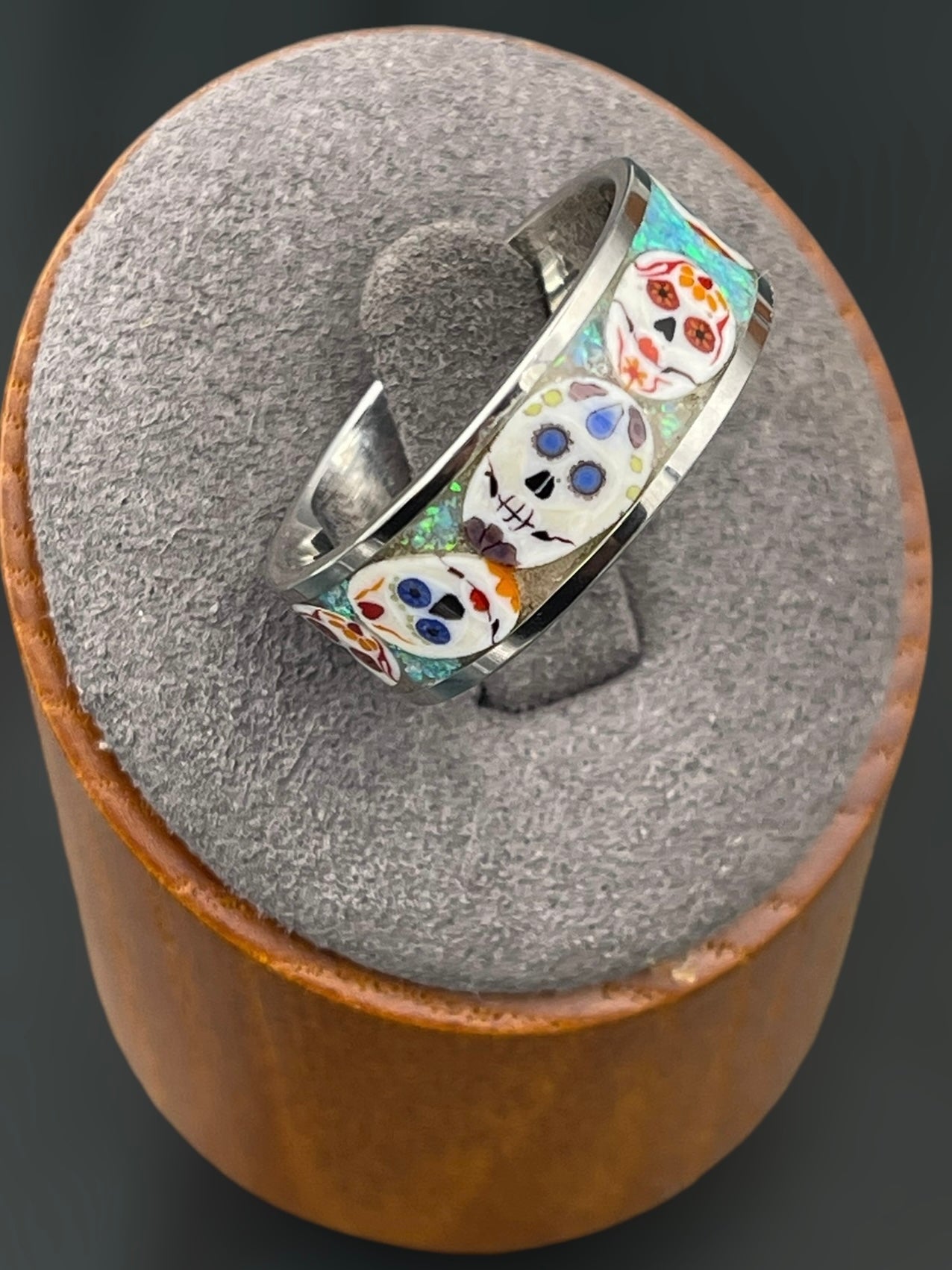Day of the Dead Mosaic Murrine Inlay Ring 9.5