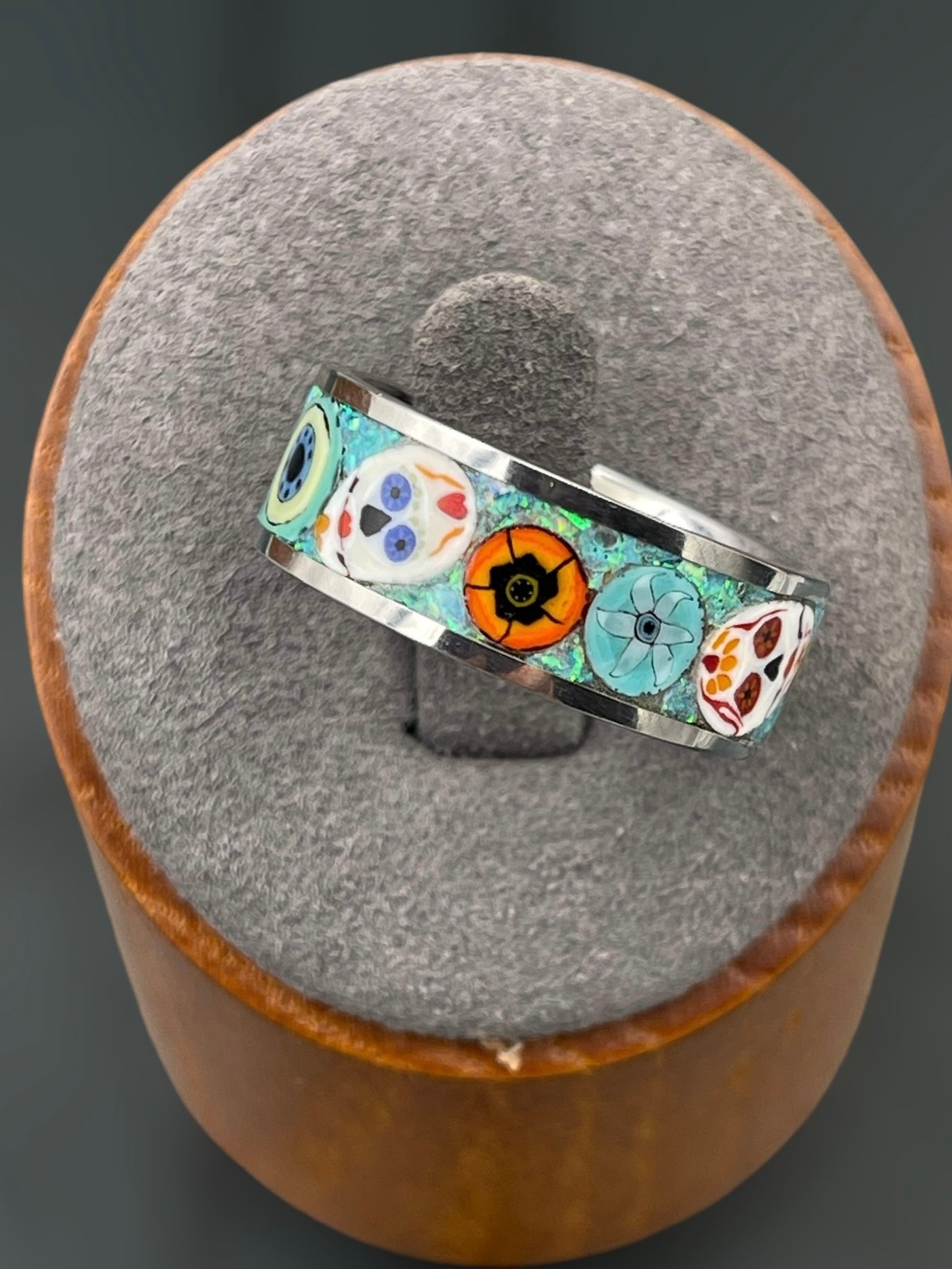 Day of the Dead Fiesta Mosaic Murrine Inlay Ring 9
