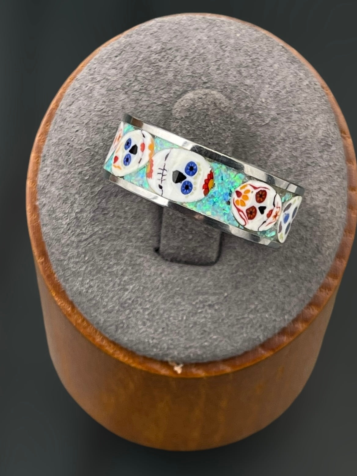 Day of the Dead Mosaic Murrine Inlay Ring 9.5