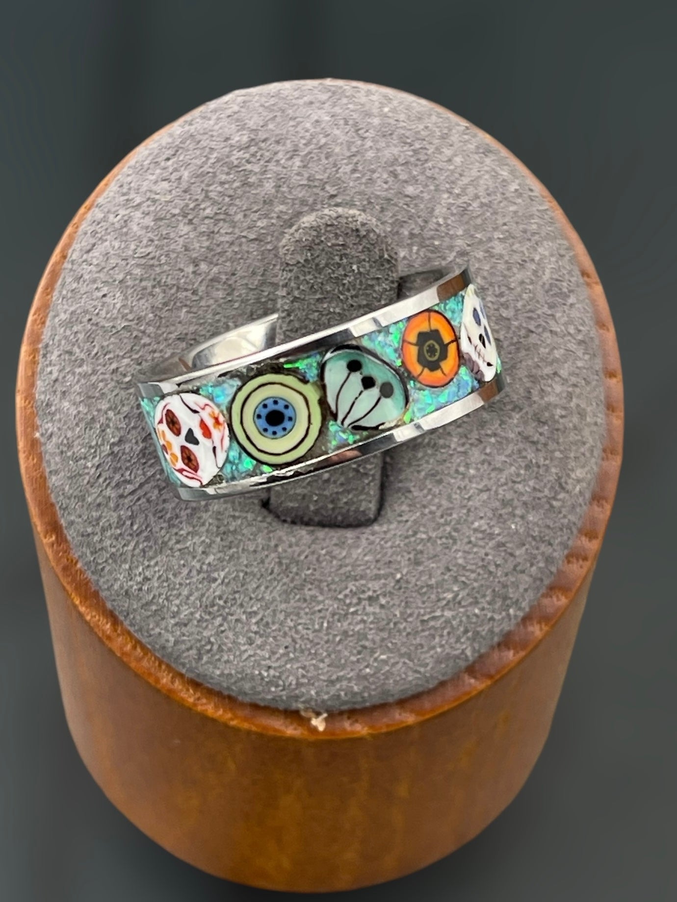 Day of the Dead Fiesta Mosaic Murrine Inlay Ring 9