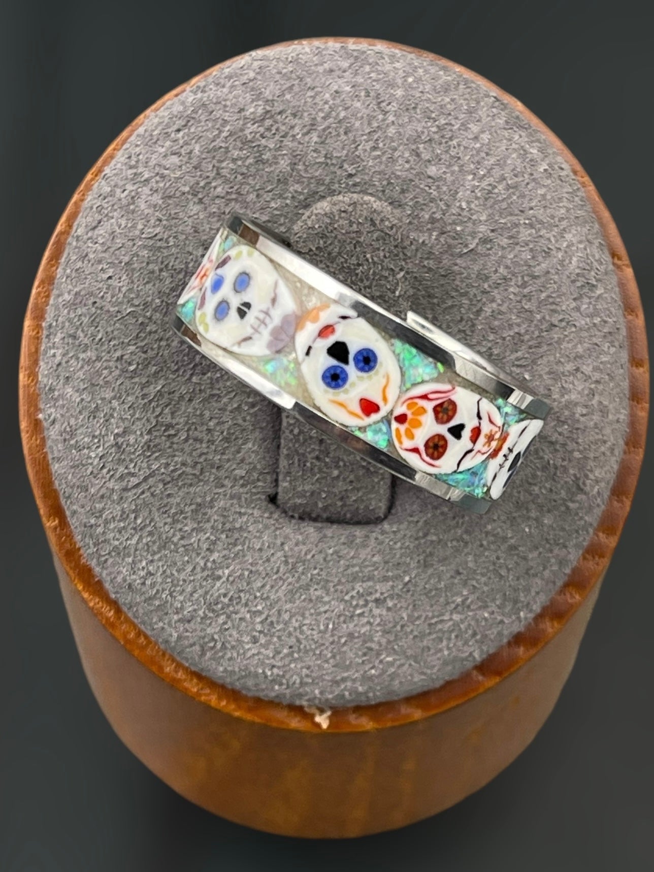 Day of the Dead Mosaic Murrine Inlay Ring 9.5