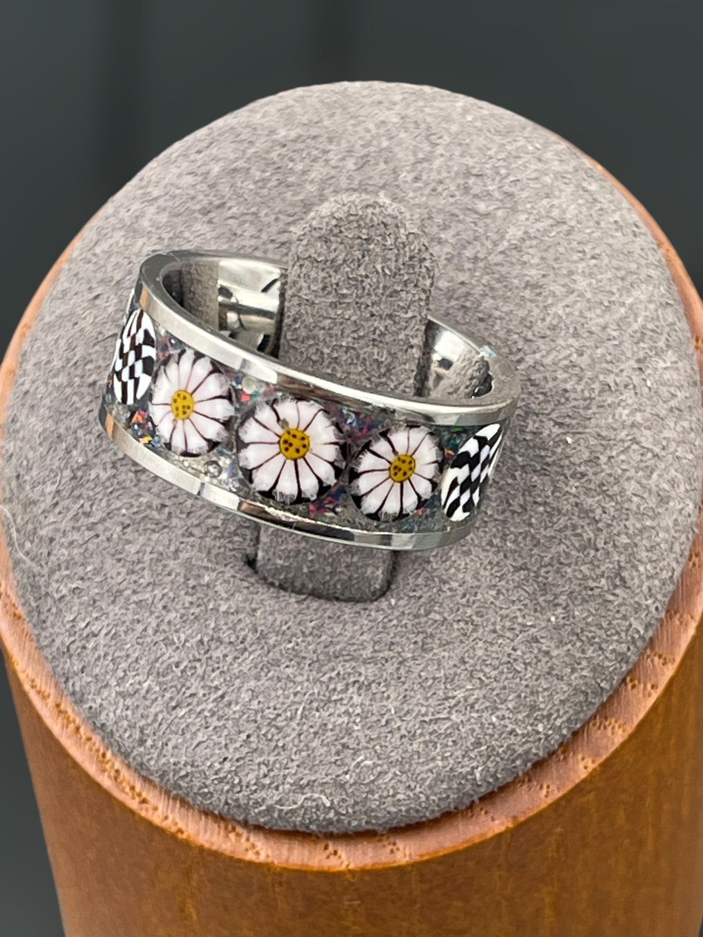 Daisy Mosaic Murrine Inlay Ring size 6.5