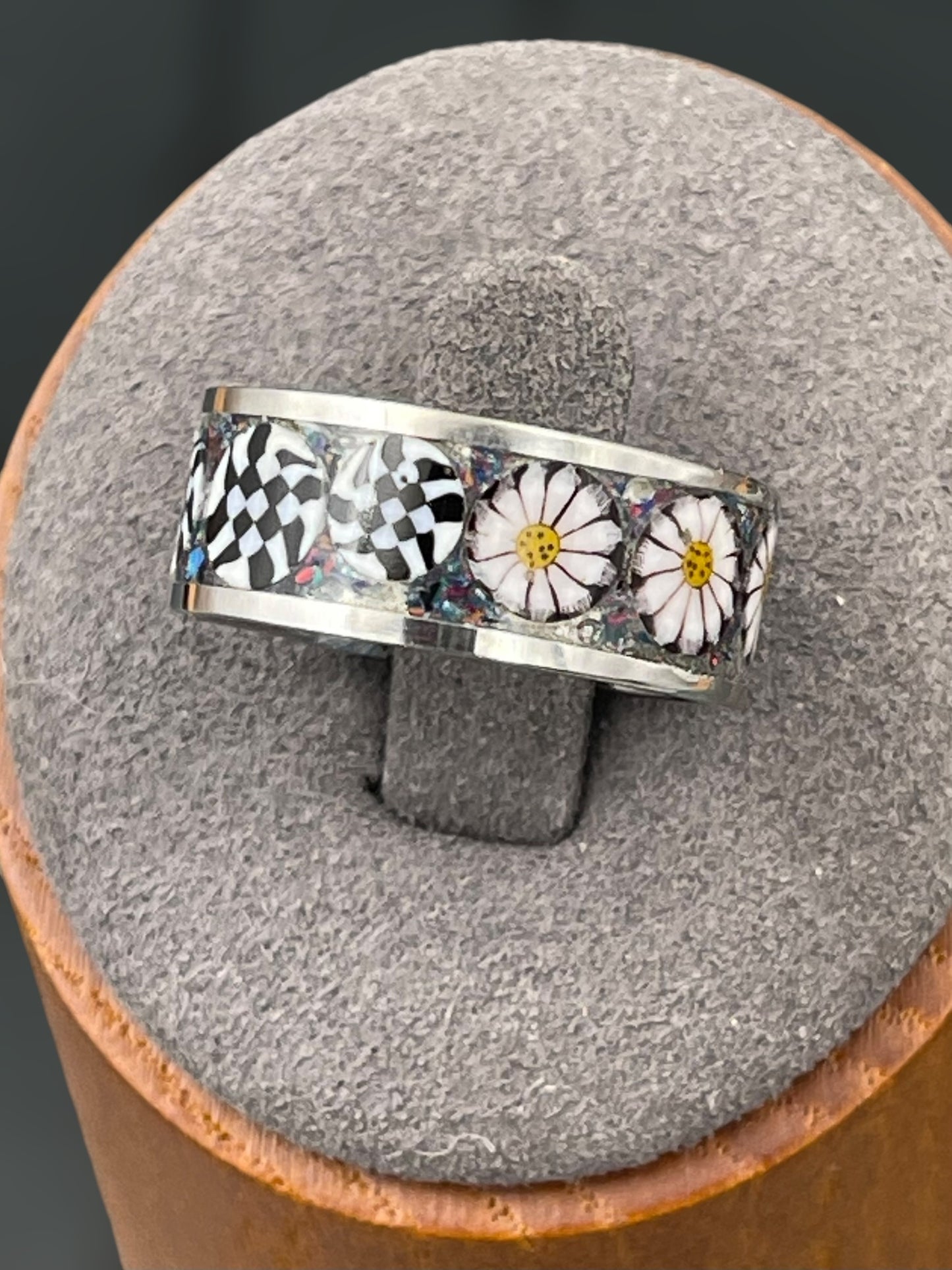 Daisy Mosaic Murrine Inlay Ring size 6.5