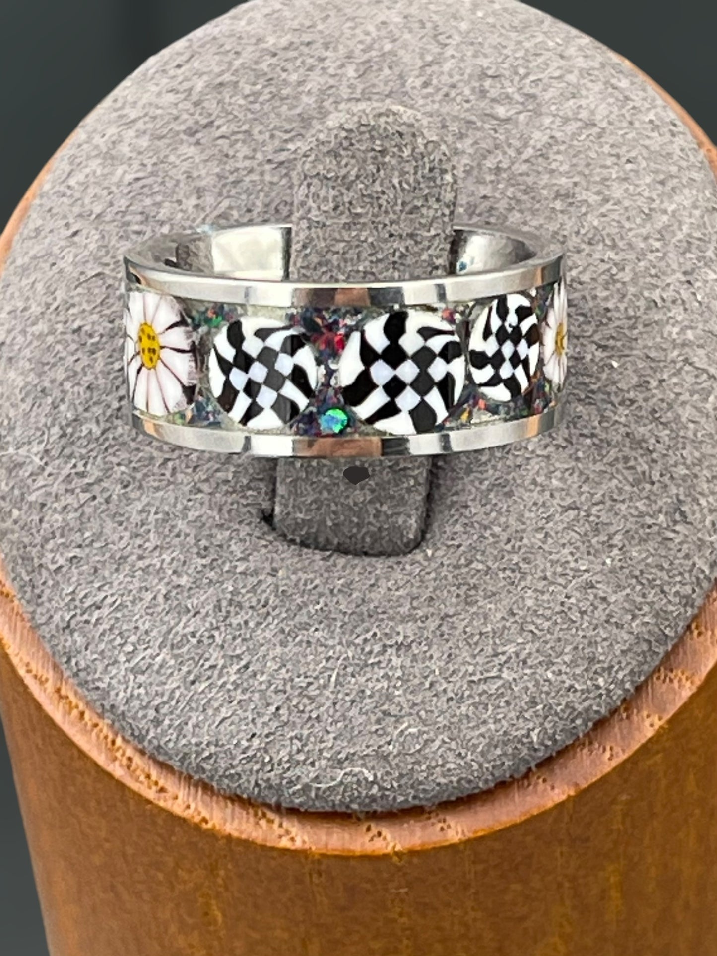 Daisy Mosaic Murrine Inlay Ring size 6.5