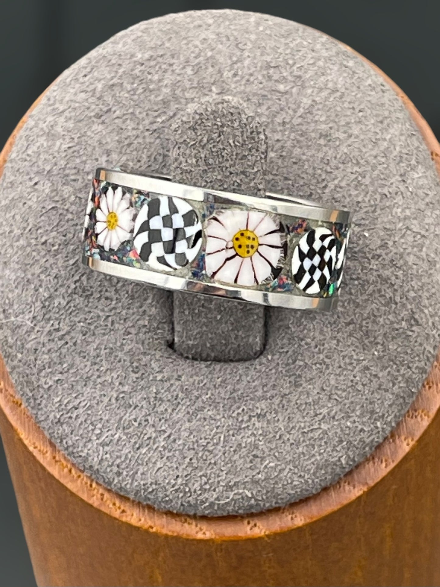 Daisy Mosaic Murrine Inlay Ring size 6.5