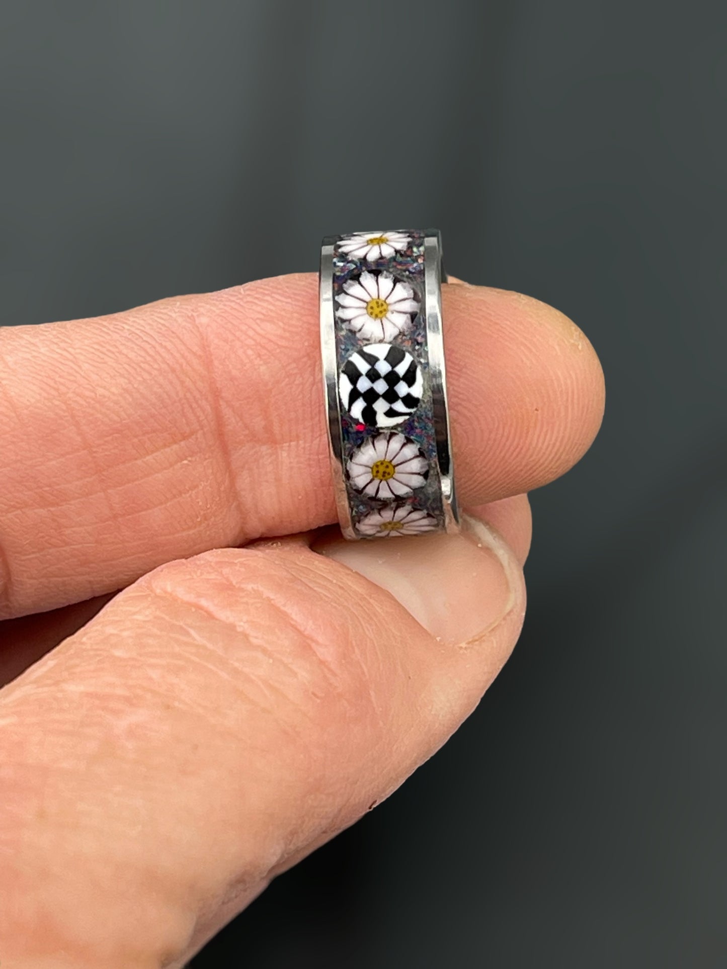 Daisy Mosaic Murrine Inlay Ring size 6.5