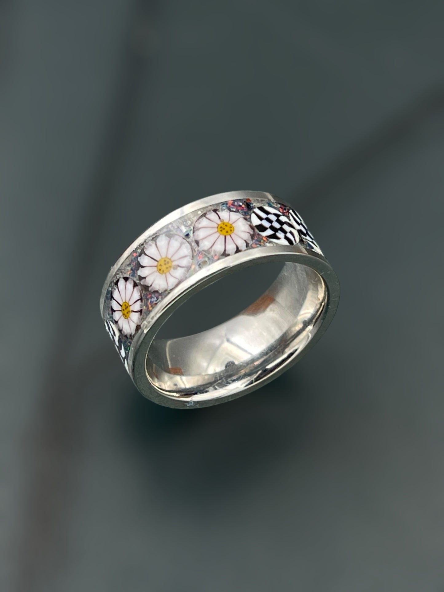 Daisy Mosaic Murrine Inlay Ring size 6.5