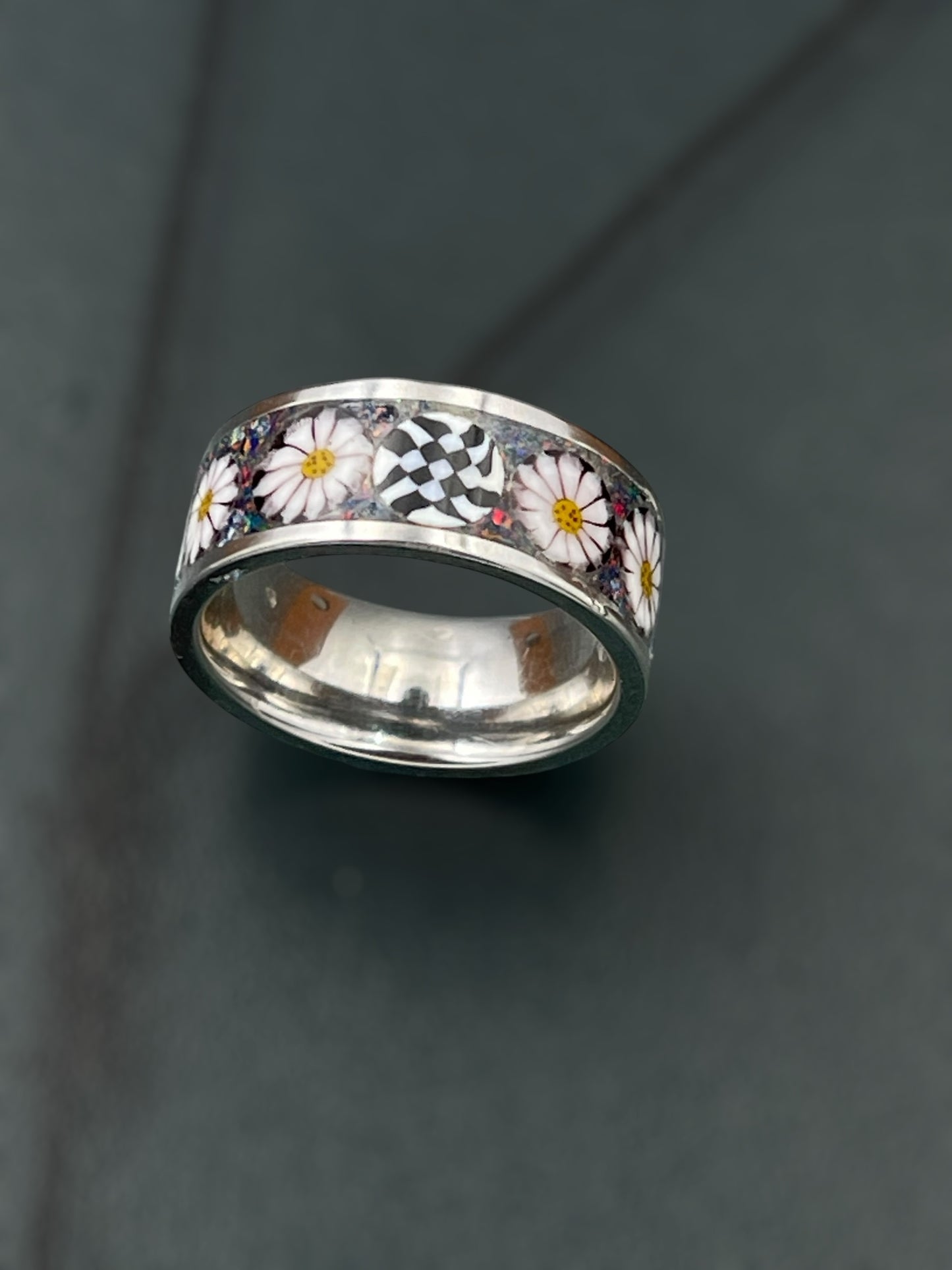Daisy Mosaic Murrine Inlay Ring size 6.5