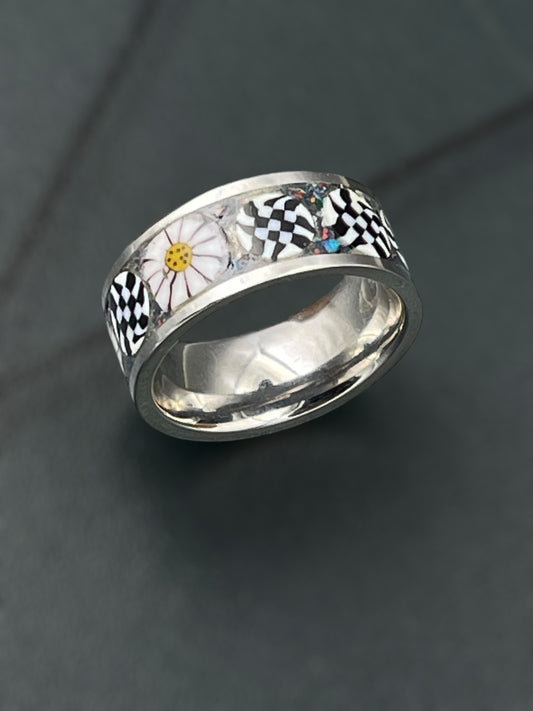 Daisy Mosaic Murrine Inlay Ring size 6.5