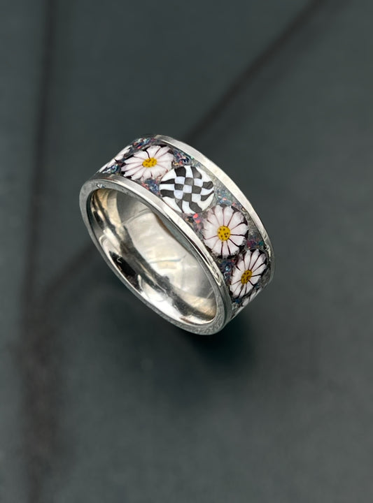 Daisy Mosaic Murrine Inlay Ring size 6.5