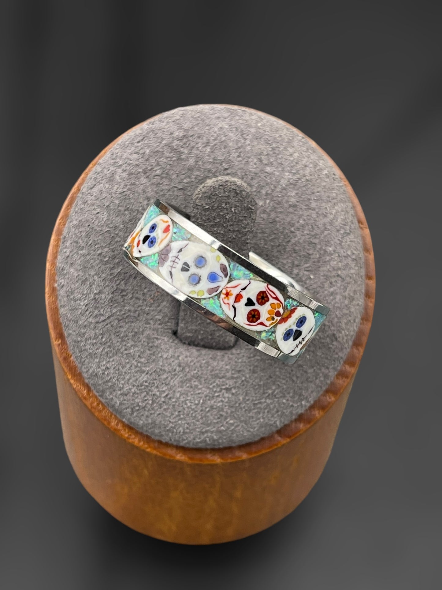 Day of the Dead Mosaic Murrine Inlay Ring 11