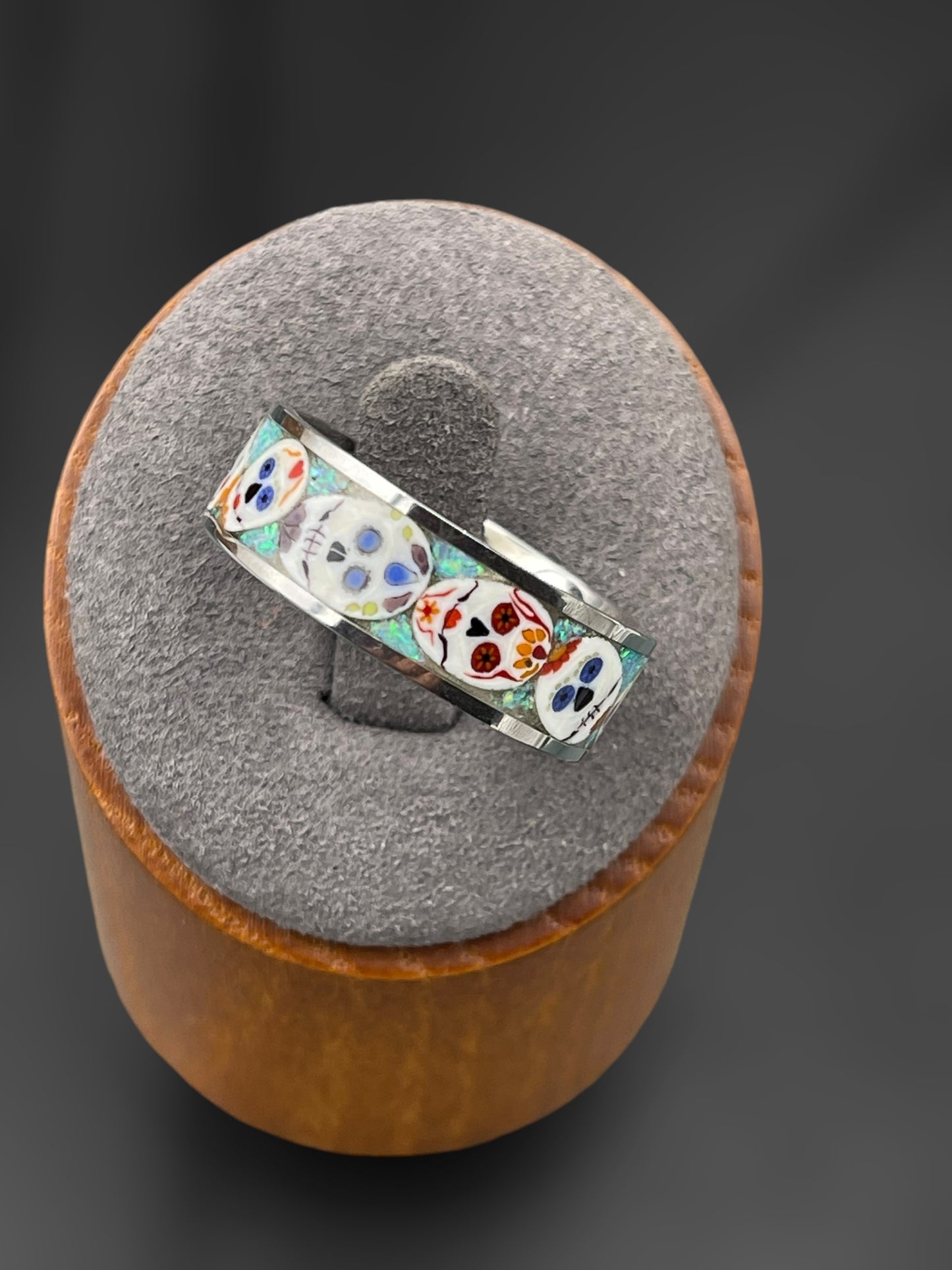 Day of the Dead Mosaic Murrine Inlay Ring 11