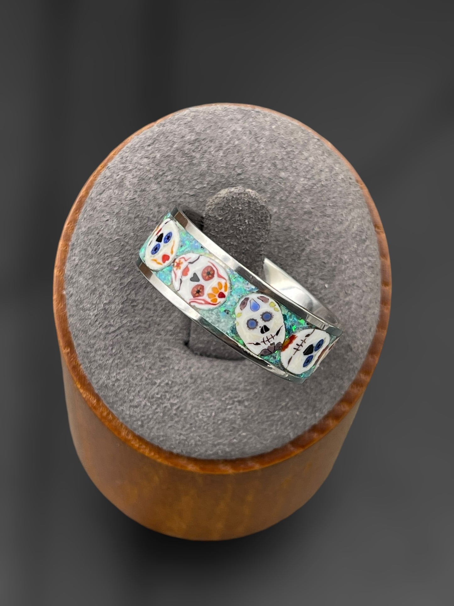 Day of the Dead Mosaic Murrine Inlay Ring 11