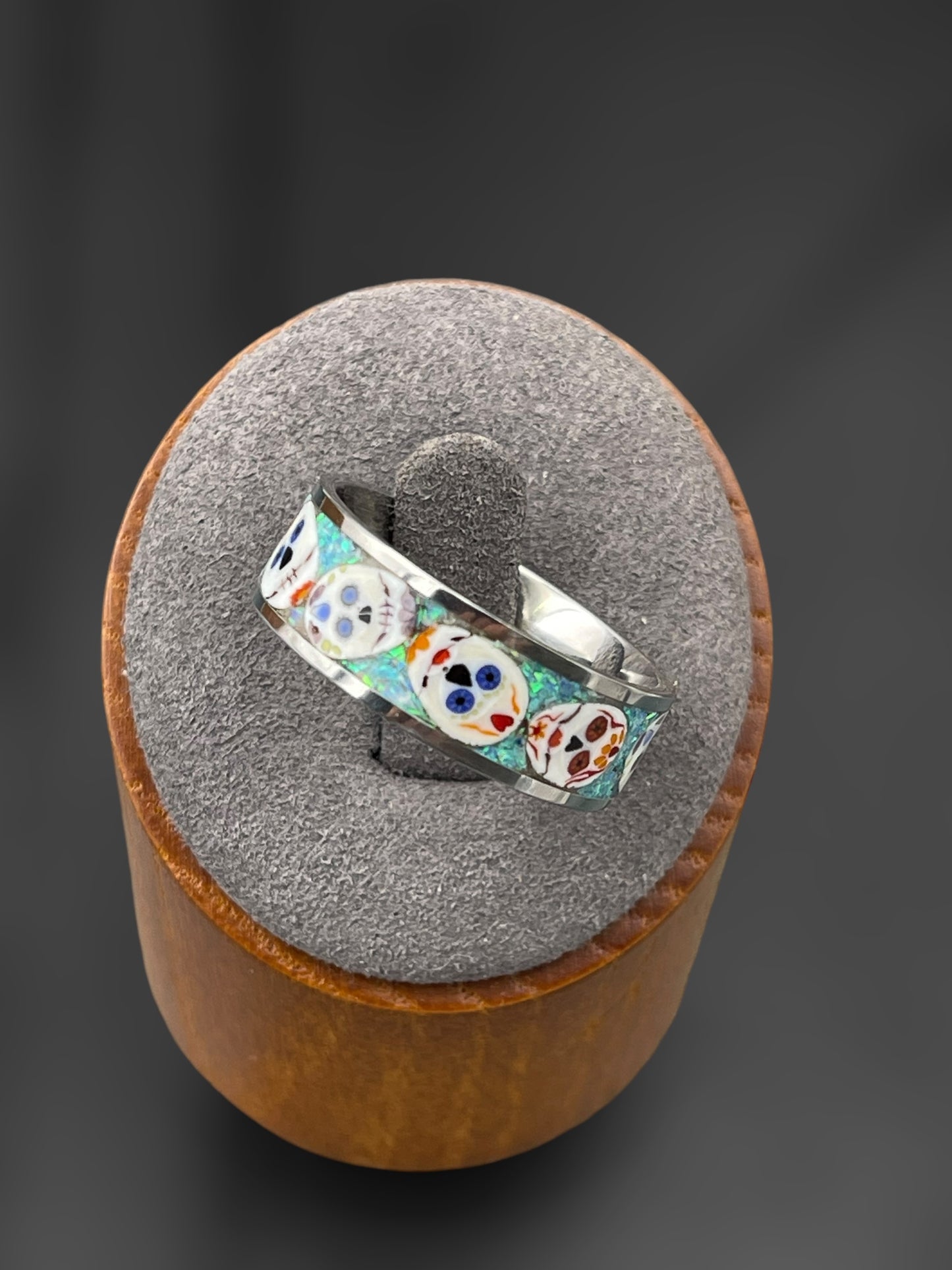 Day of the Dead Mosaic Murrine Inlay Ring 11