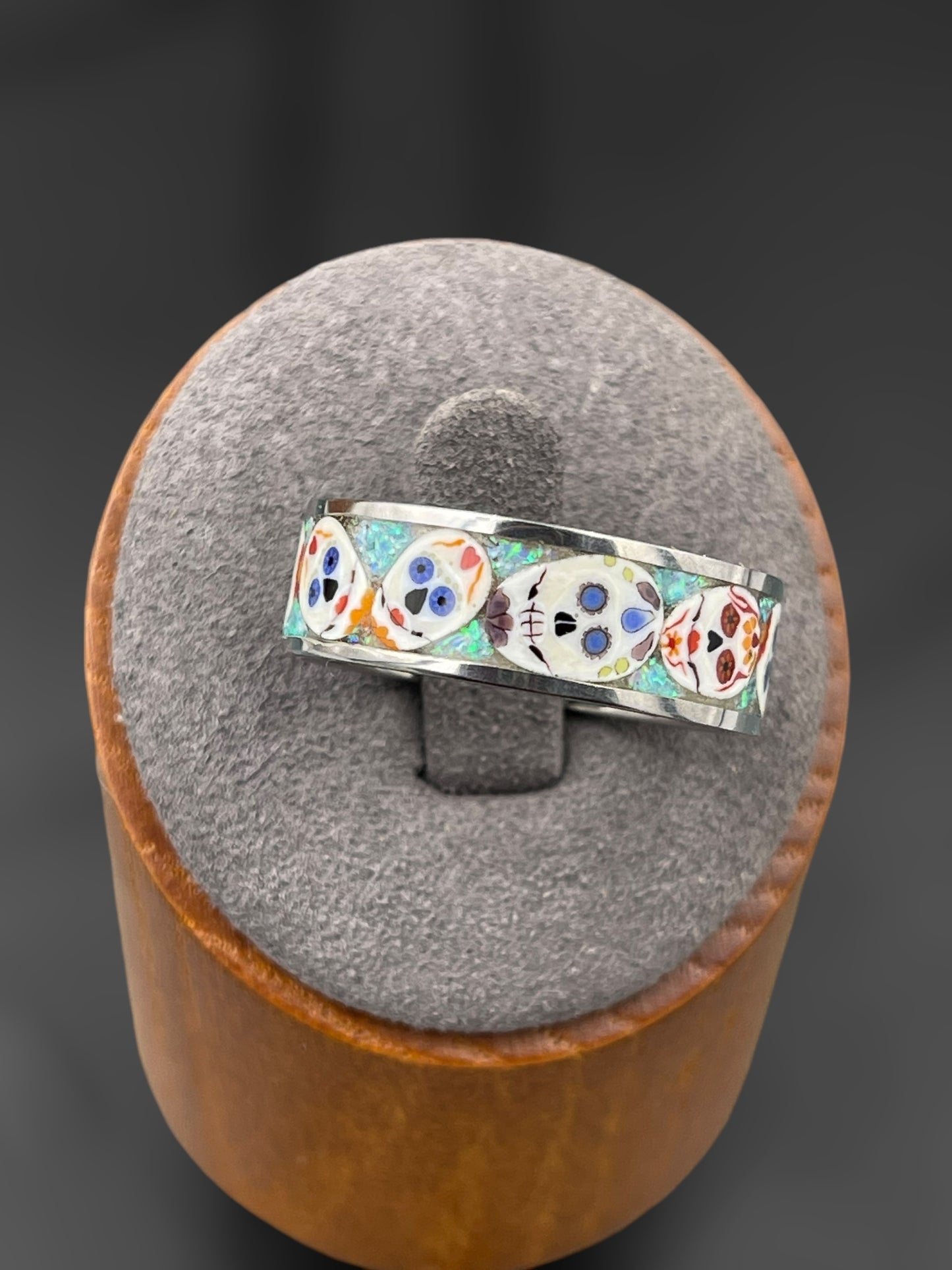 Day of the Dead Mosaic Murrine Inlay Ring 11