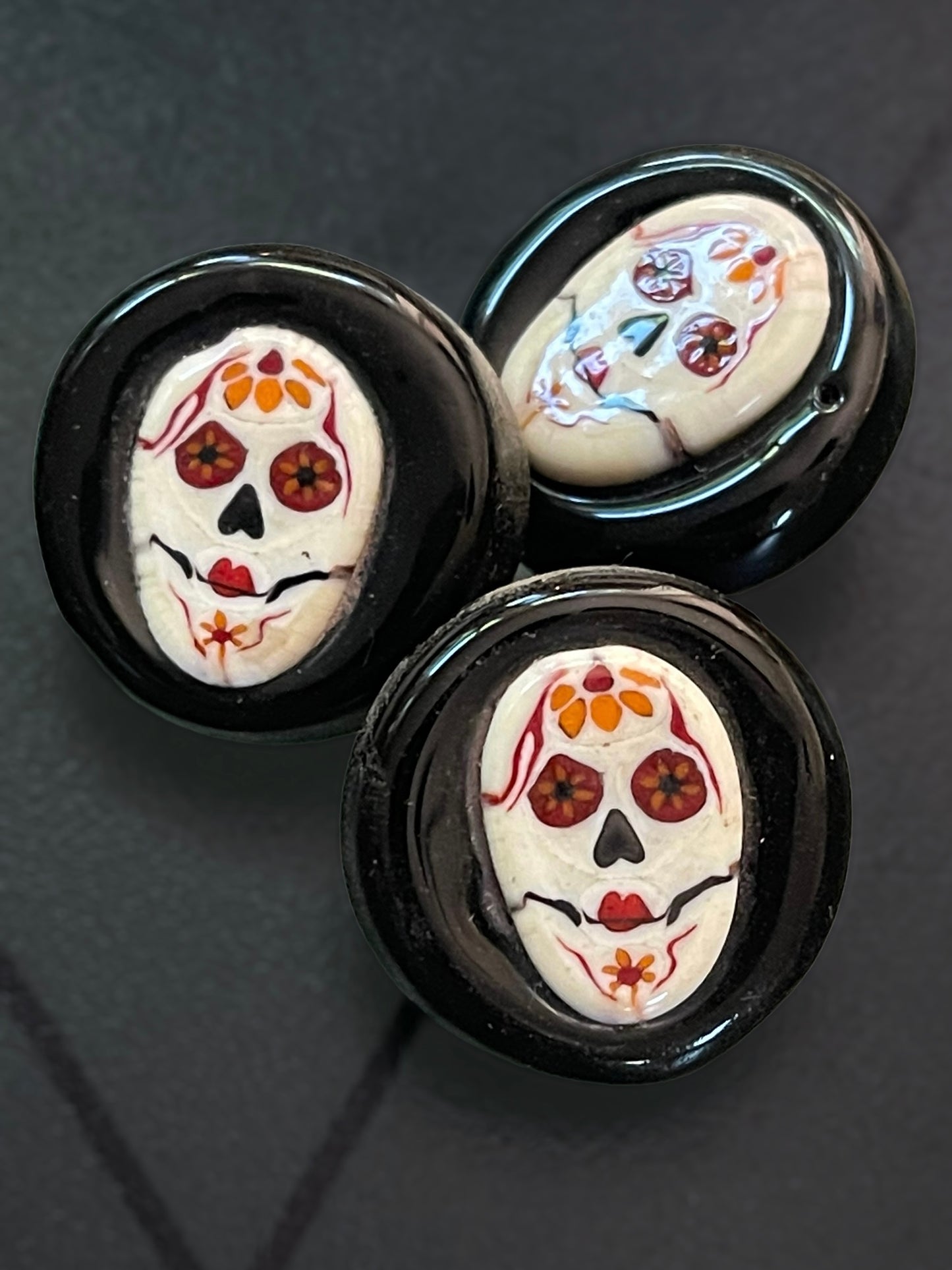 Red Day of the Dead Button 1”