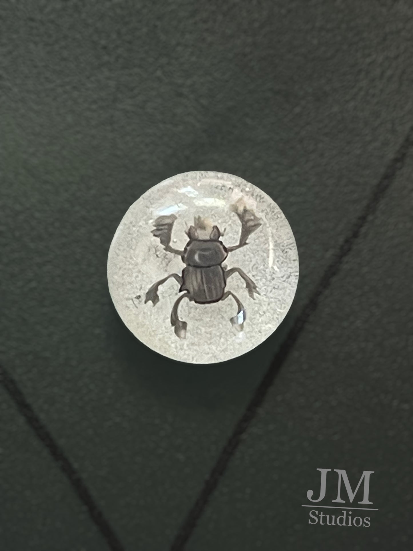 Scarab Beatle Button 20mm (glows in the dark.)