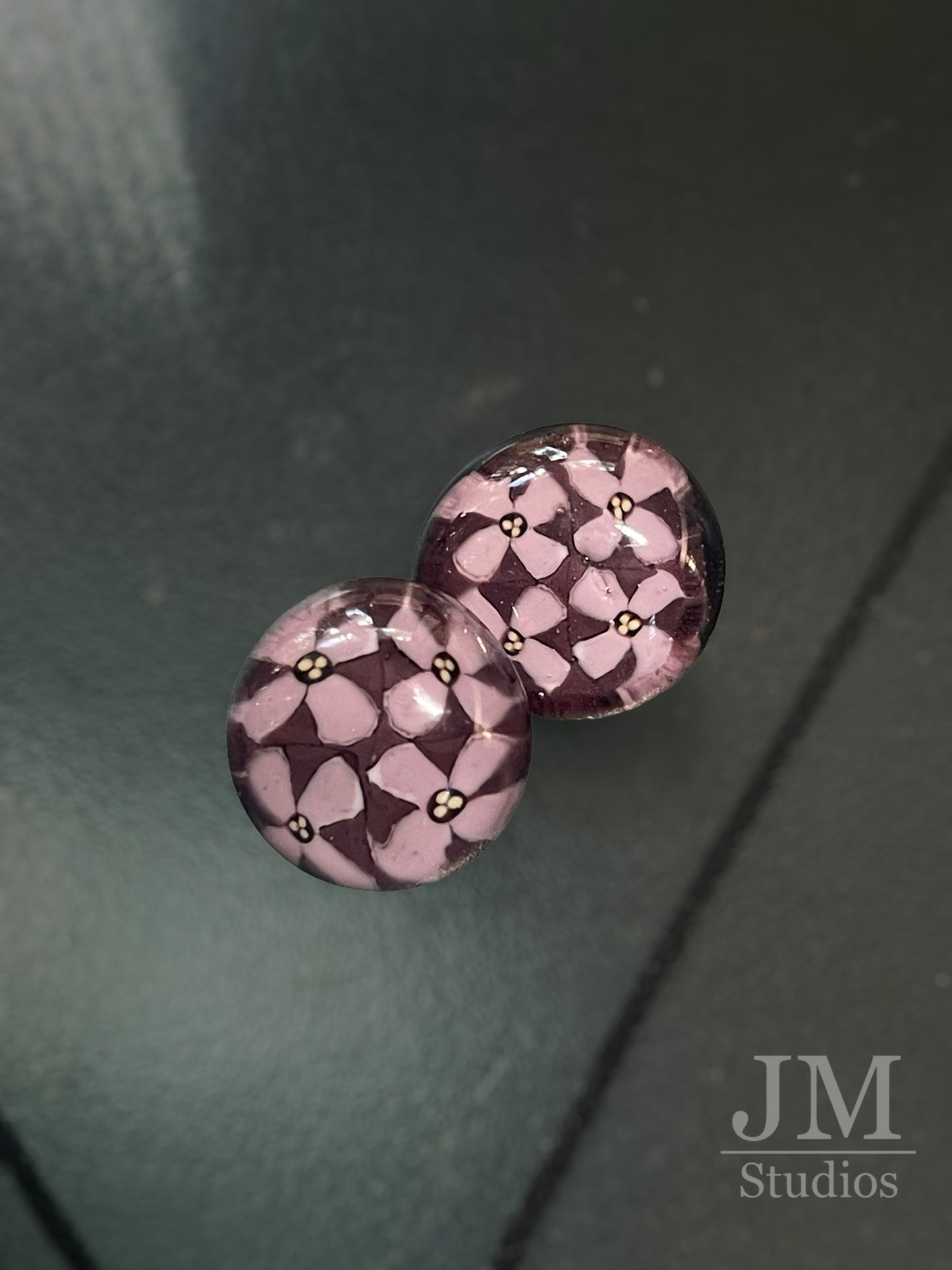 Purple Flower Checkerboard 16mm
