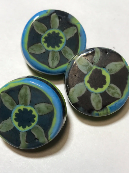 Denim Blooms Button 22mm