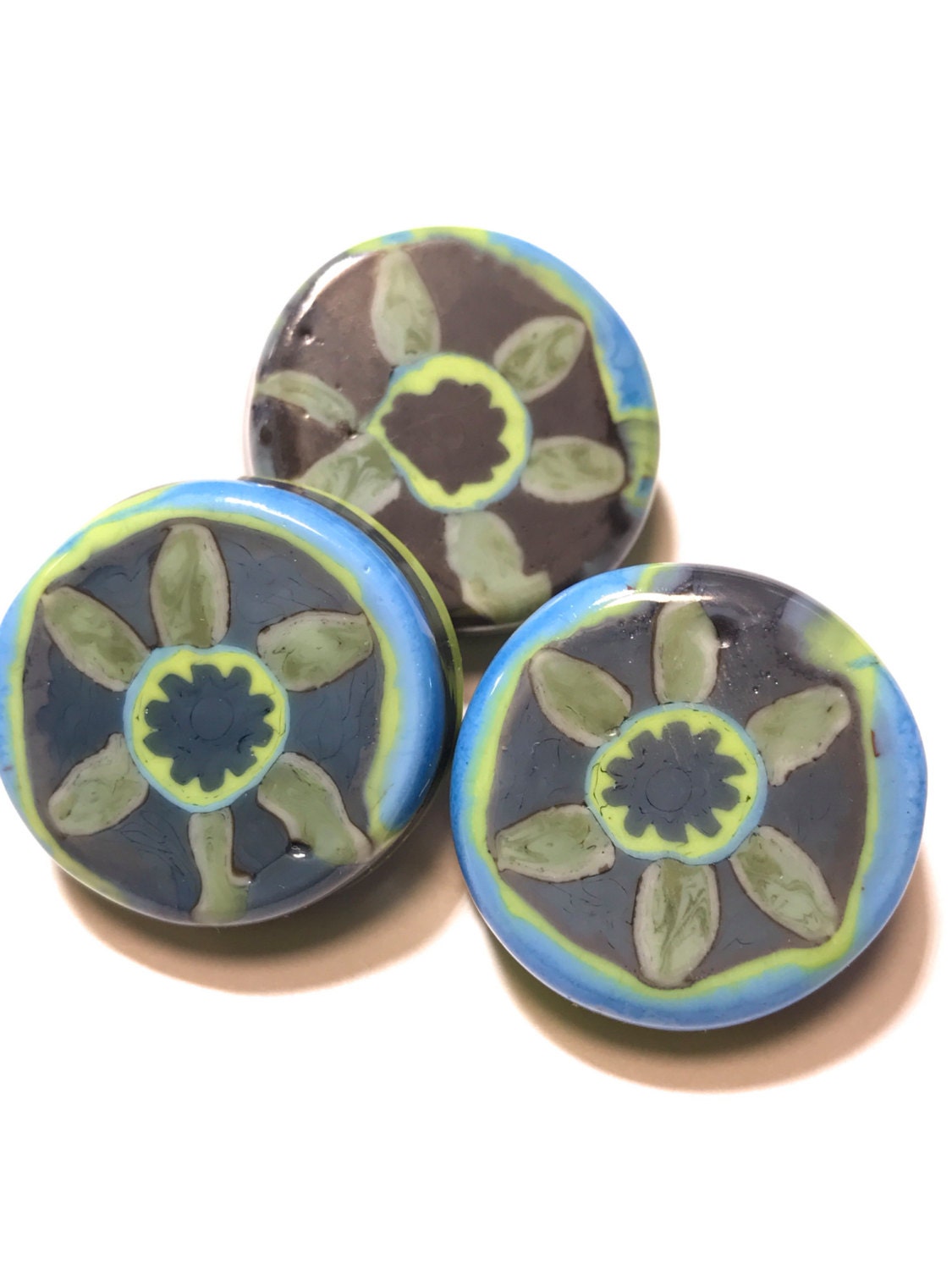 Denim Blooms Button 22mm
