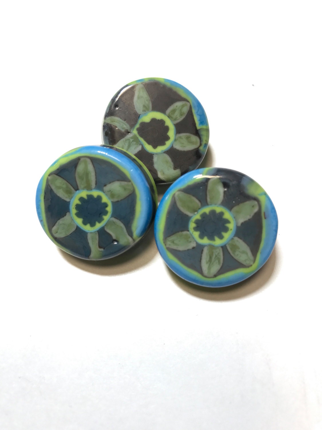 Denim Blooms Button 22mm