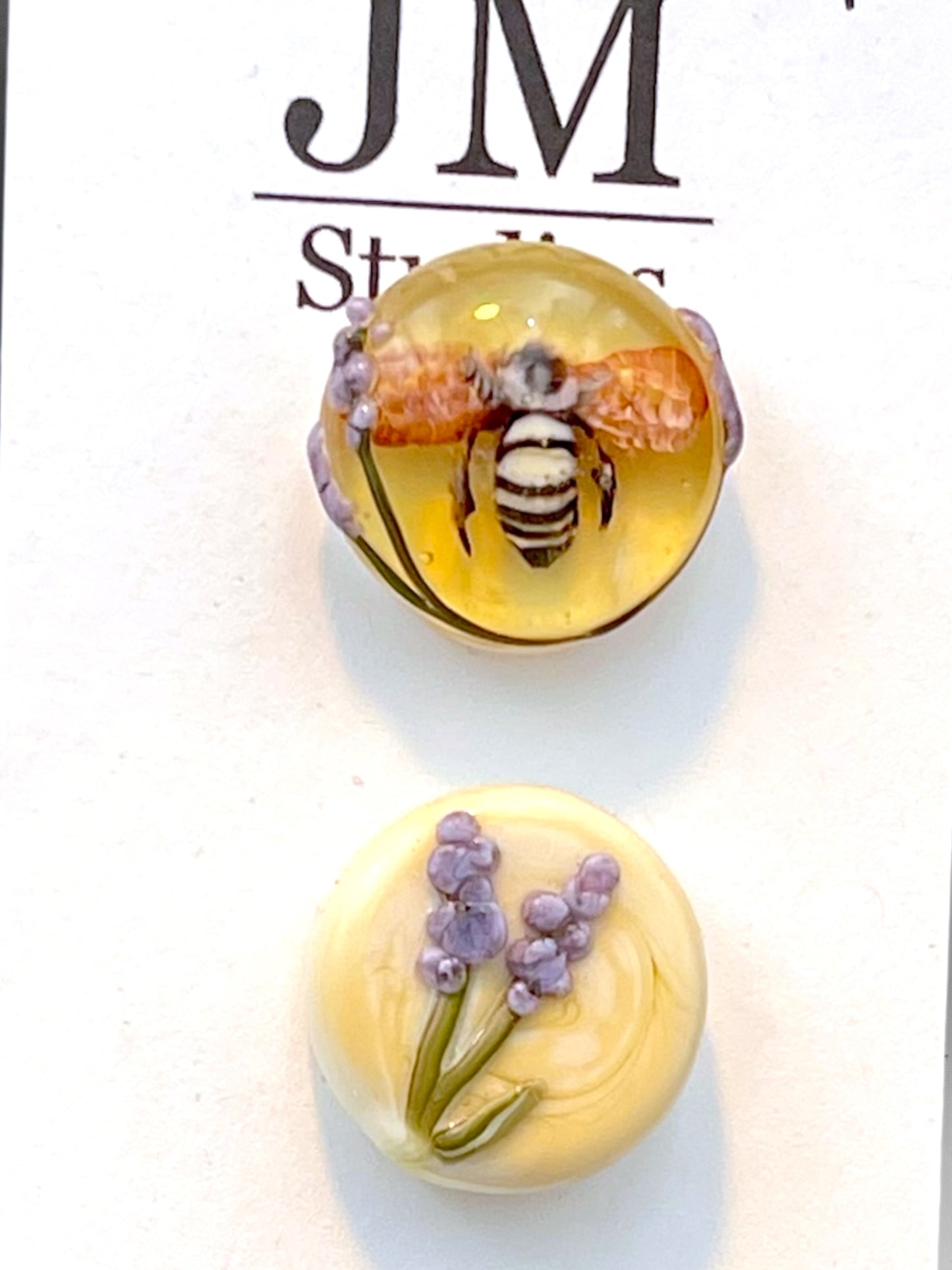 Bees and Lavender Button Set 20mm