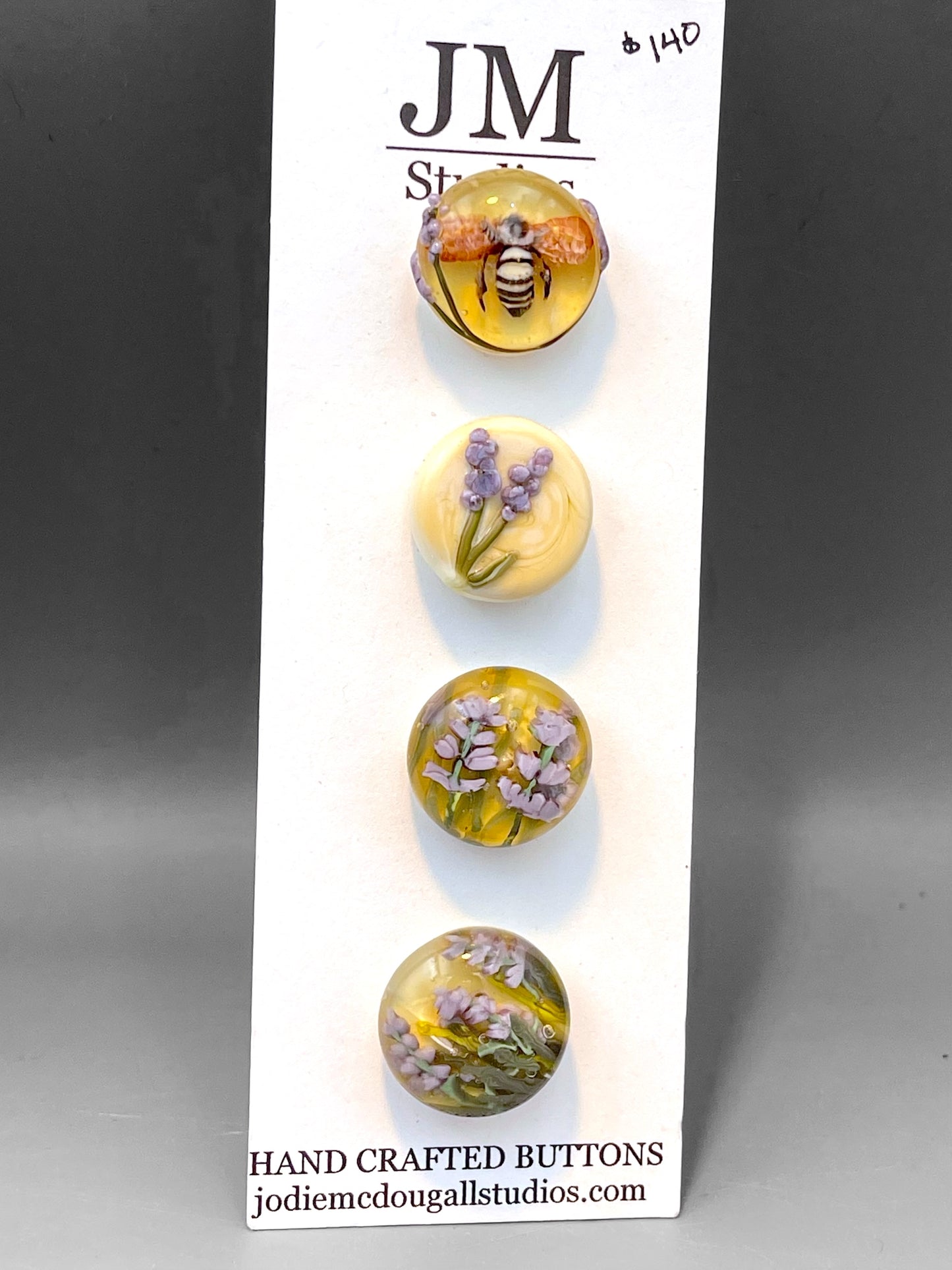 Bees and Lavender Button Set 20mm