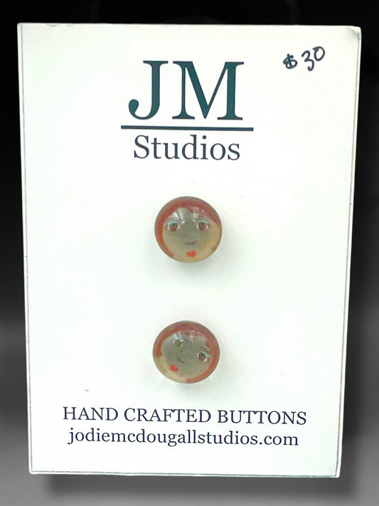 Flapper girl buttons 2 set 11mm