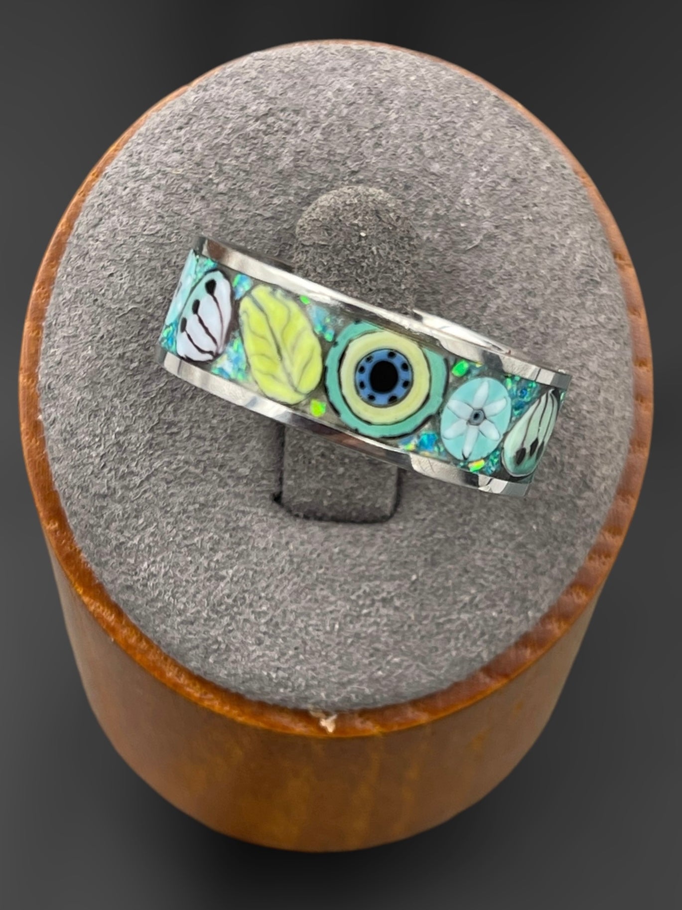 Caribbean Mosaic Murrine Inlay Ring 10.5