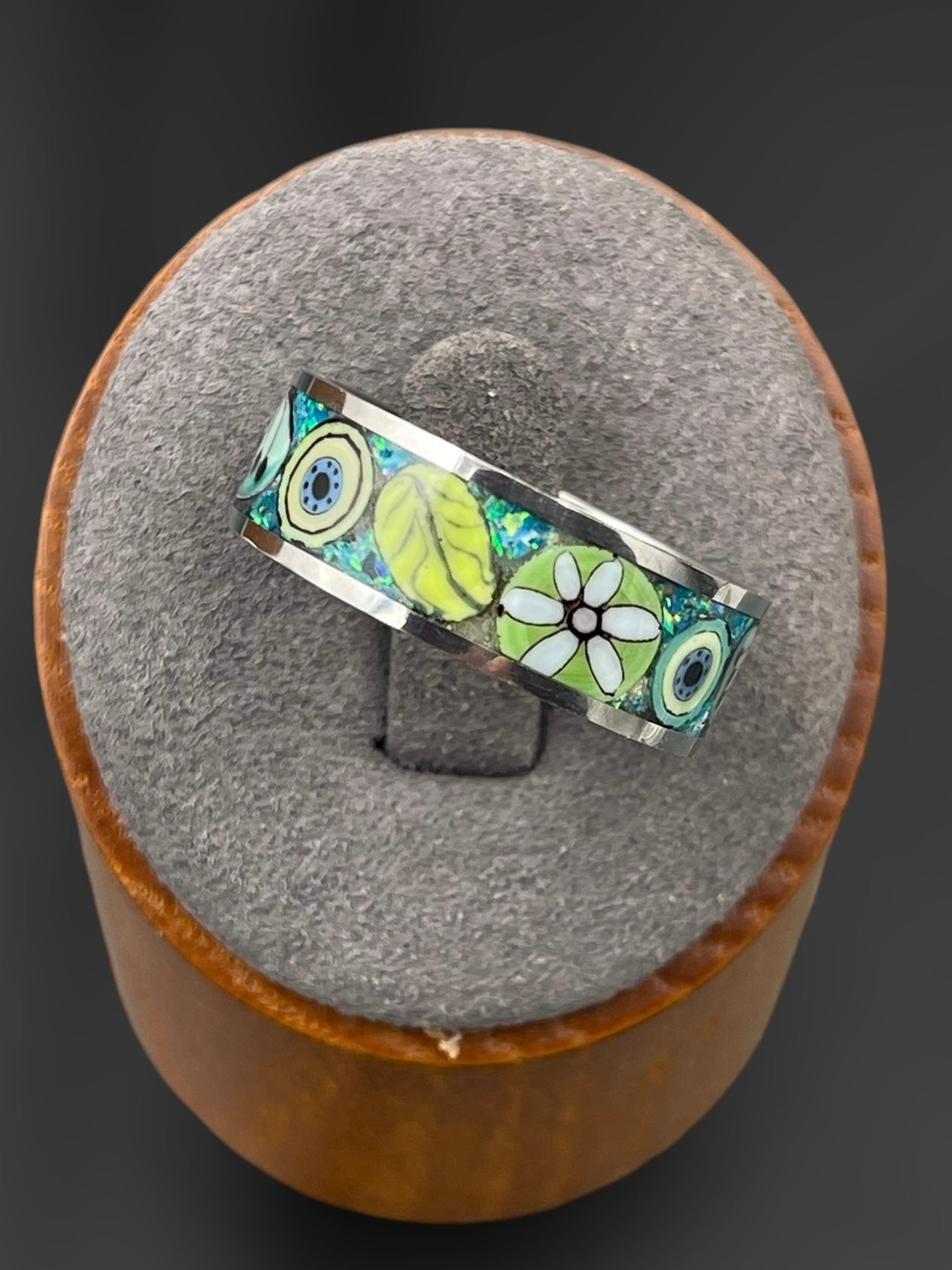 Caribbean Mosaic Murrine Inlay Ring 10.5