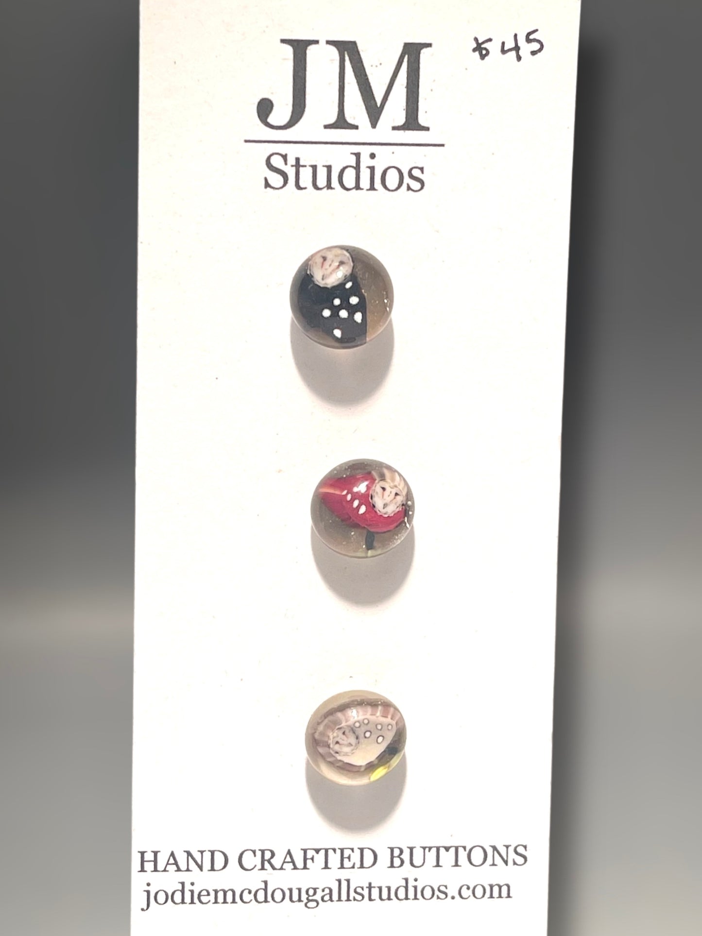 Folk Art Owl Buttons 11mm