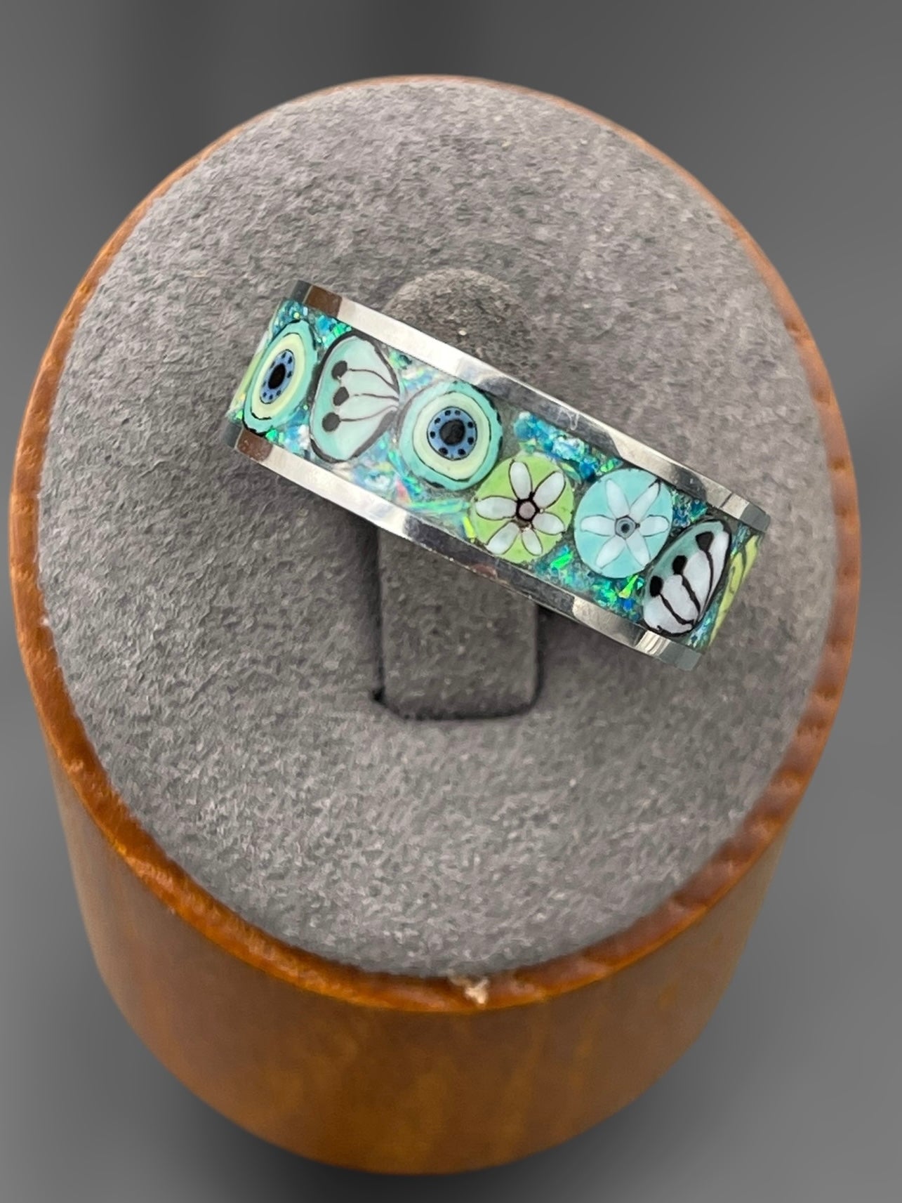 Caribbean Mosaic Murrine Inlay Ring 10.5