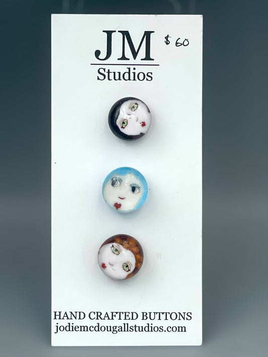 Flapper girl buttons 3 set 15mm
