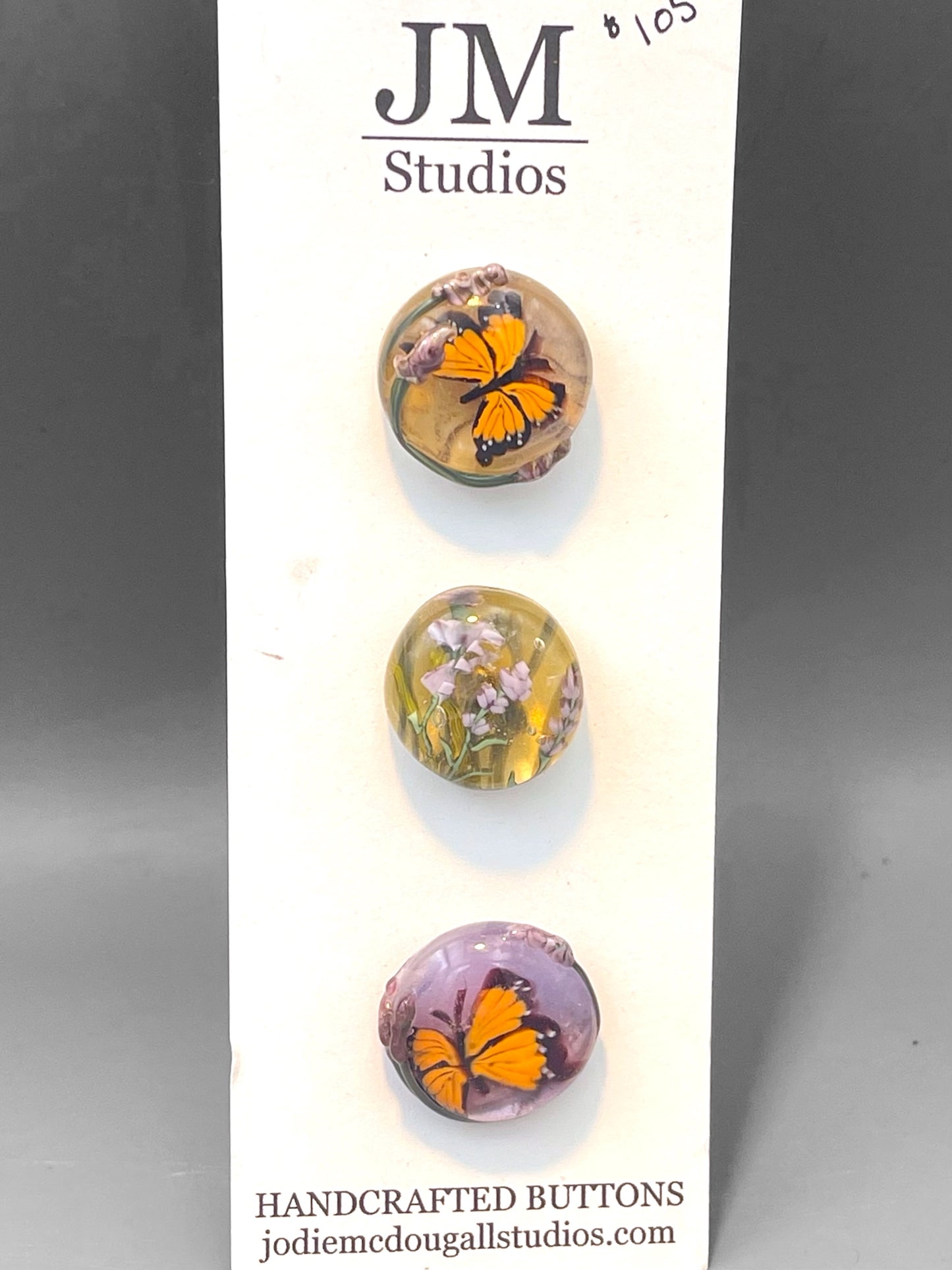 Monarchs and Lavender Button Set 20mm