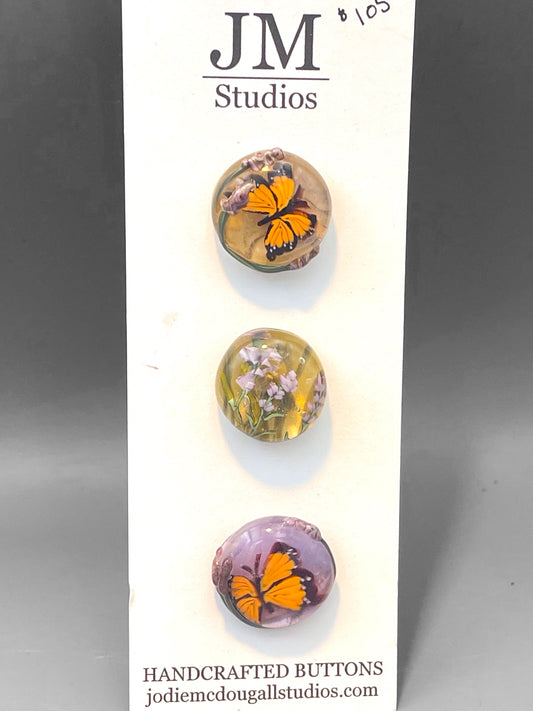 Monarchs and Lavender Button Set 20mm