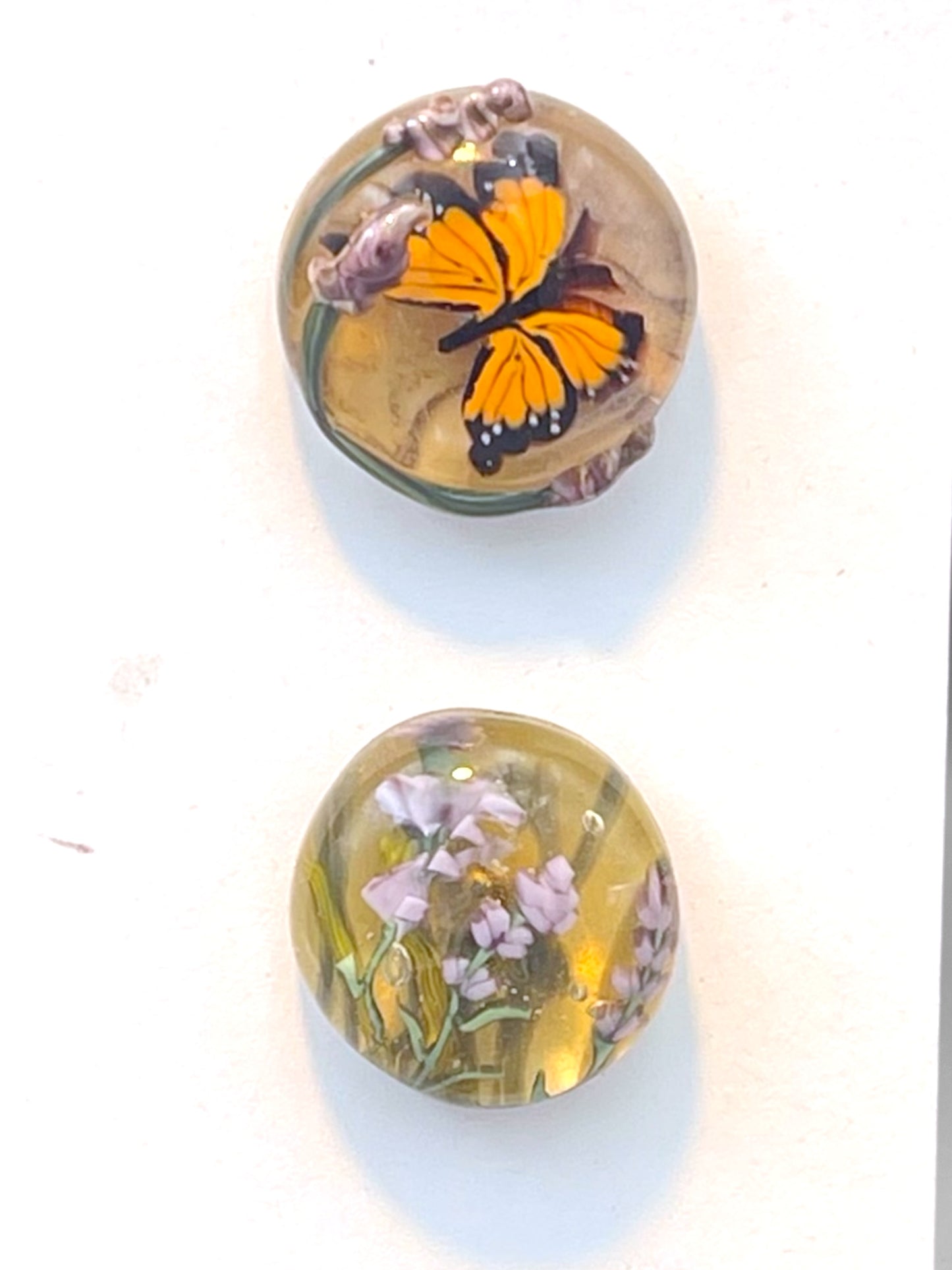Monarchs and Lavender Button Set 20mm