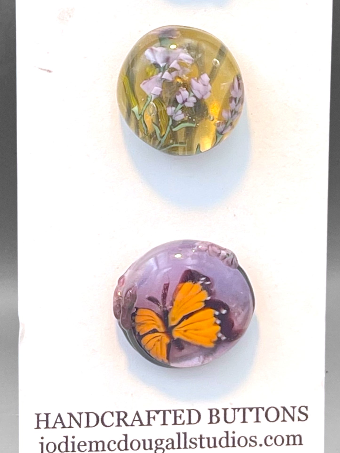 Monarchs and Lavender Button Set 20mm