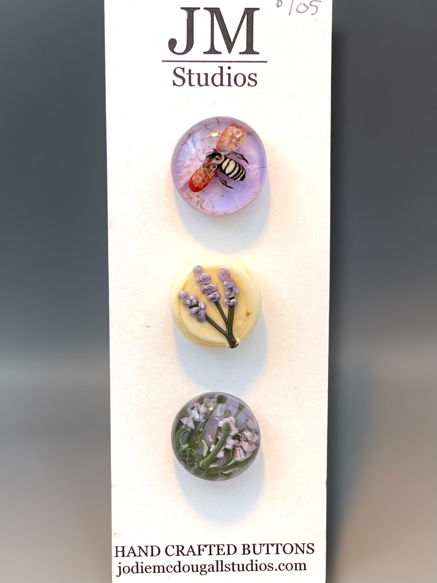 Bees and Lavender Button Set 20mm