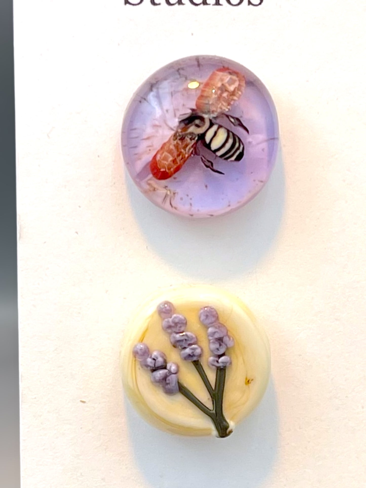Bees and Lavender Button Set 20mm