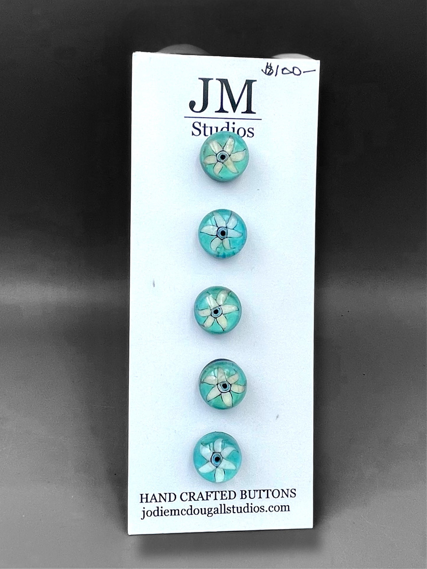 Turquoise Twirl 5 set buttons 15mm