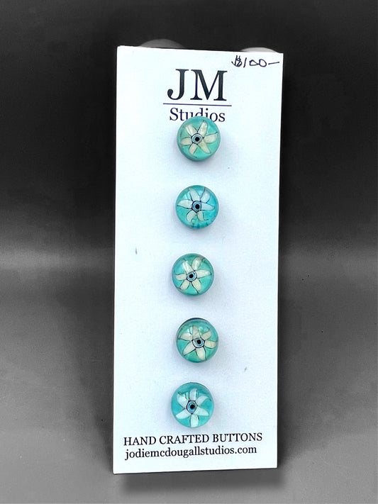 Turquoise Twirl 5 set buttons 15mm