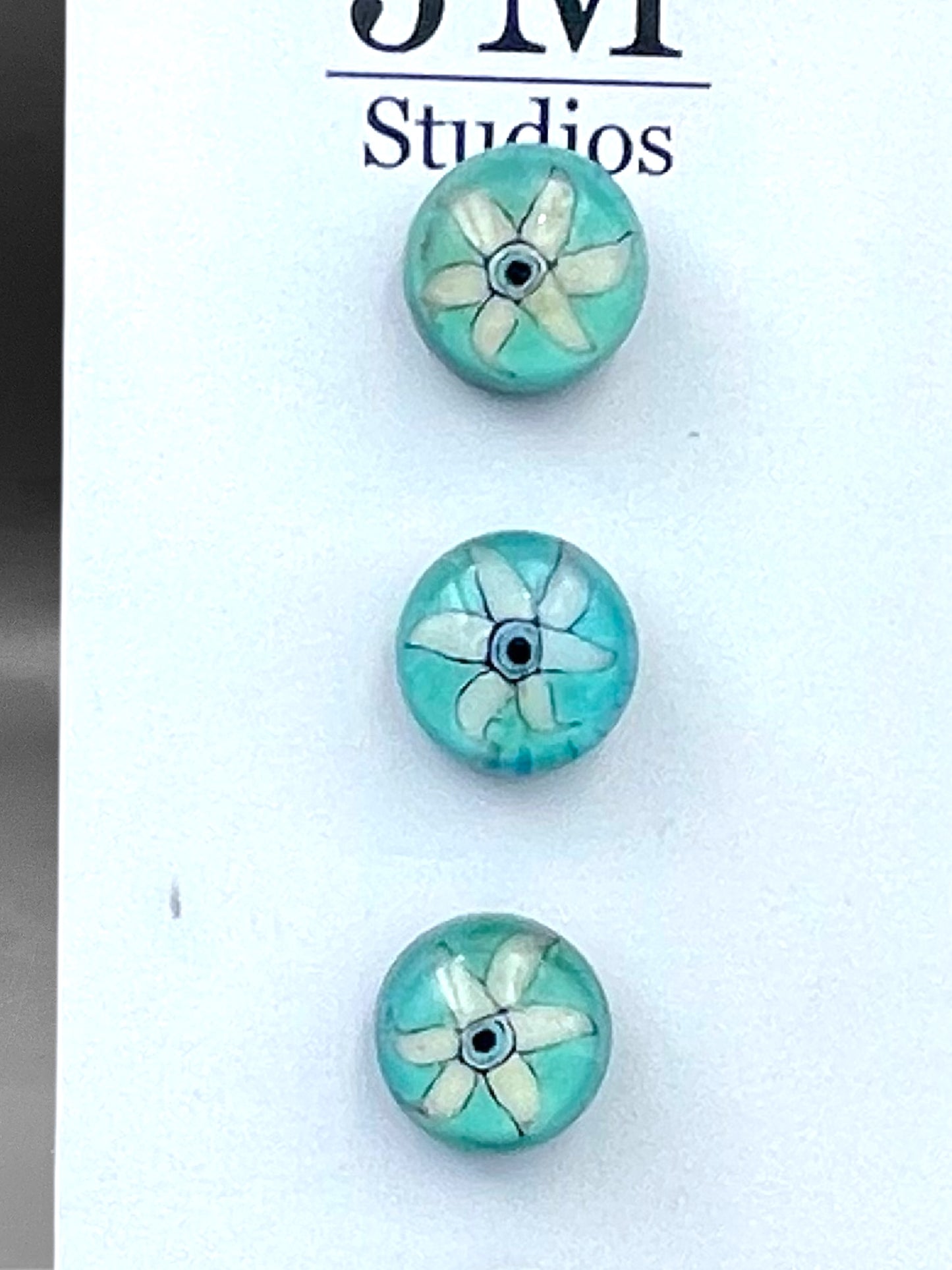 Turquoise Twirl 5 set buttons 15mm
