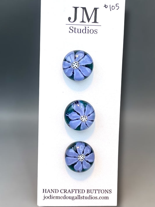 Blue Flower Button Set 20mm