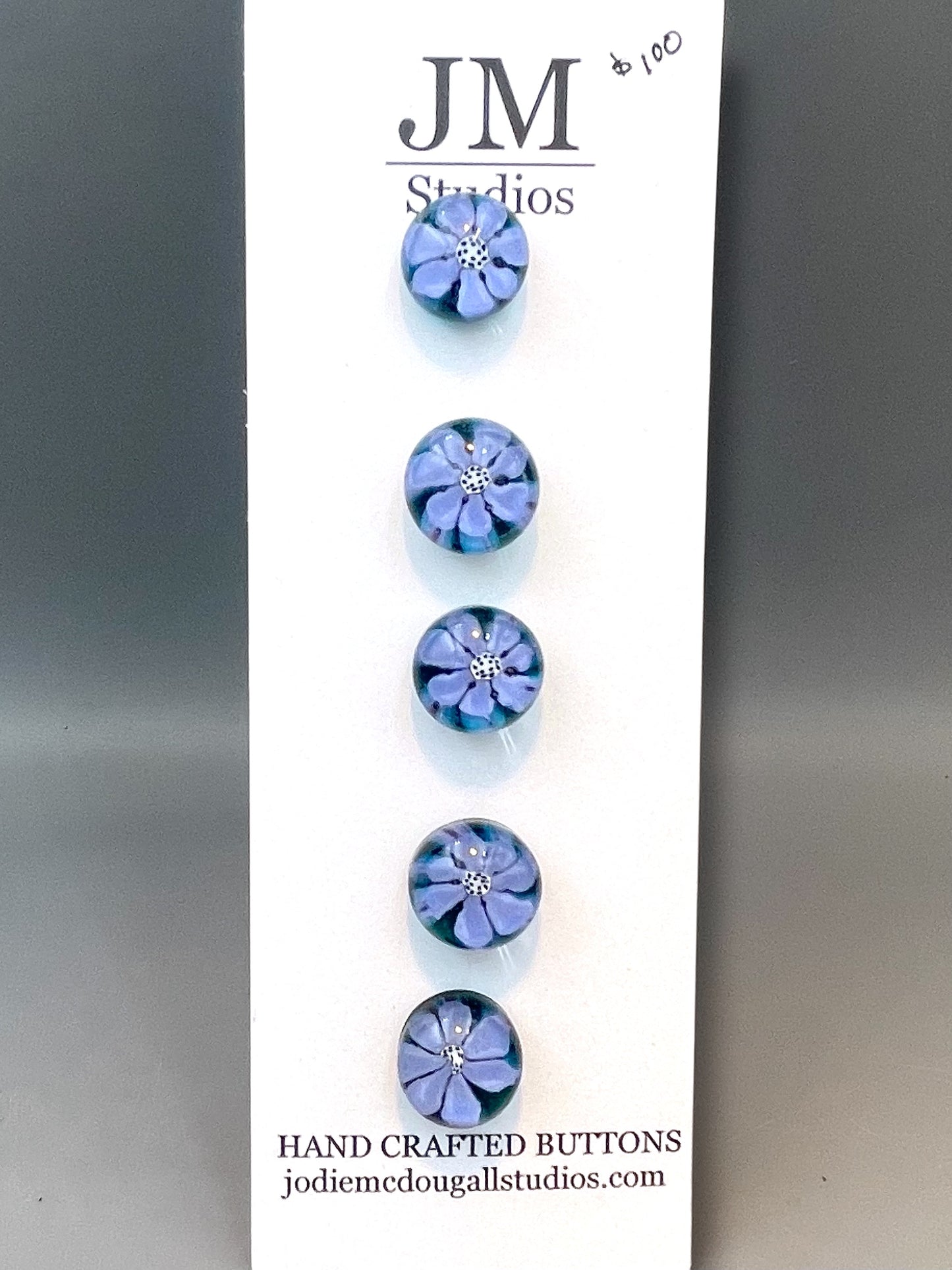 Blue Flower Button Set 15mm